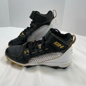 Under Armour Kids Black White Gold High-Top Cleats